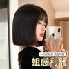 Wig Women With Short Hair One Size Fits All Bob Hairstyle Simulated Natural Fluffy Bangs Straight Round Face Student Bobo Style