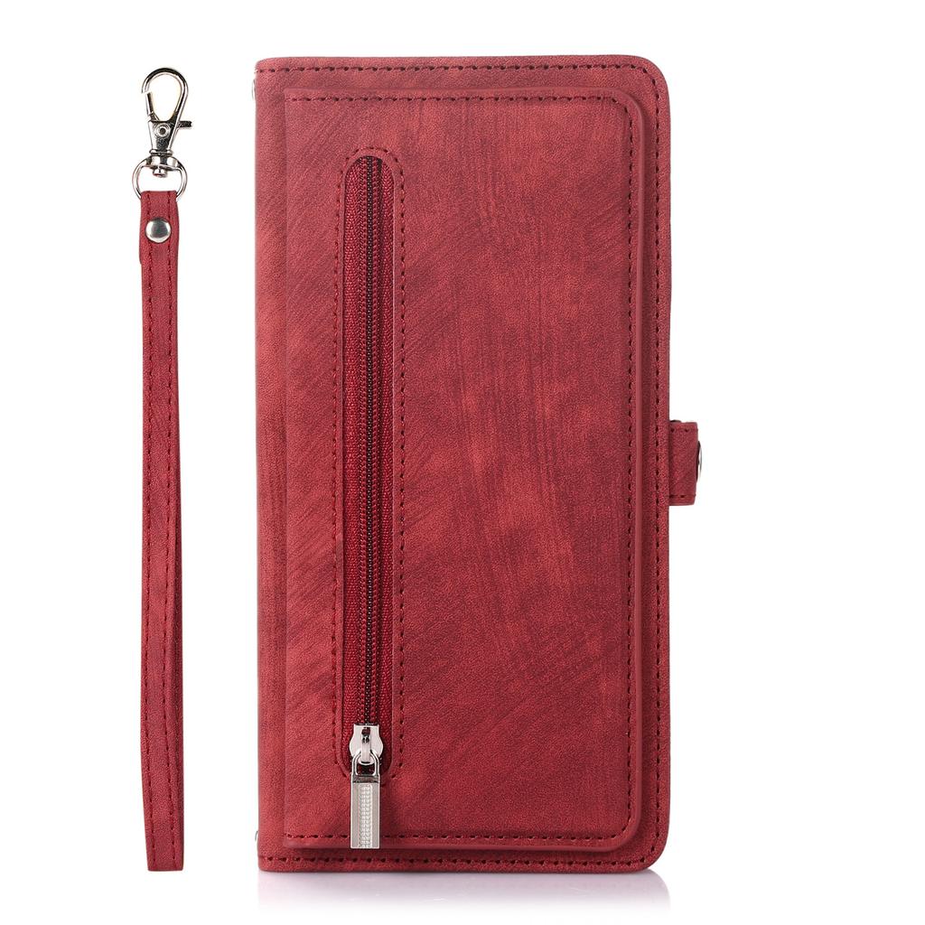 Magnetic Phone Case for Google Pixel 10 Pro XL Pixel9 9A 8 8A 7 7A 6 6A Zipper Lanyard Plain Leather Card Holder Wallet Cover