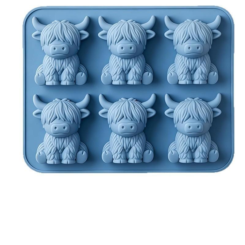 Highland Cow Ice Cube Tray Mini Highland Cow Silicone Ice Grid Mold синий