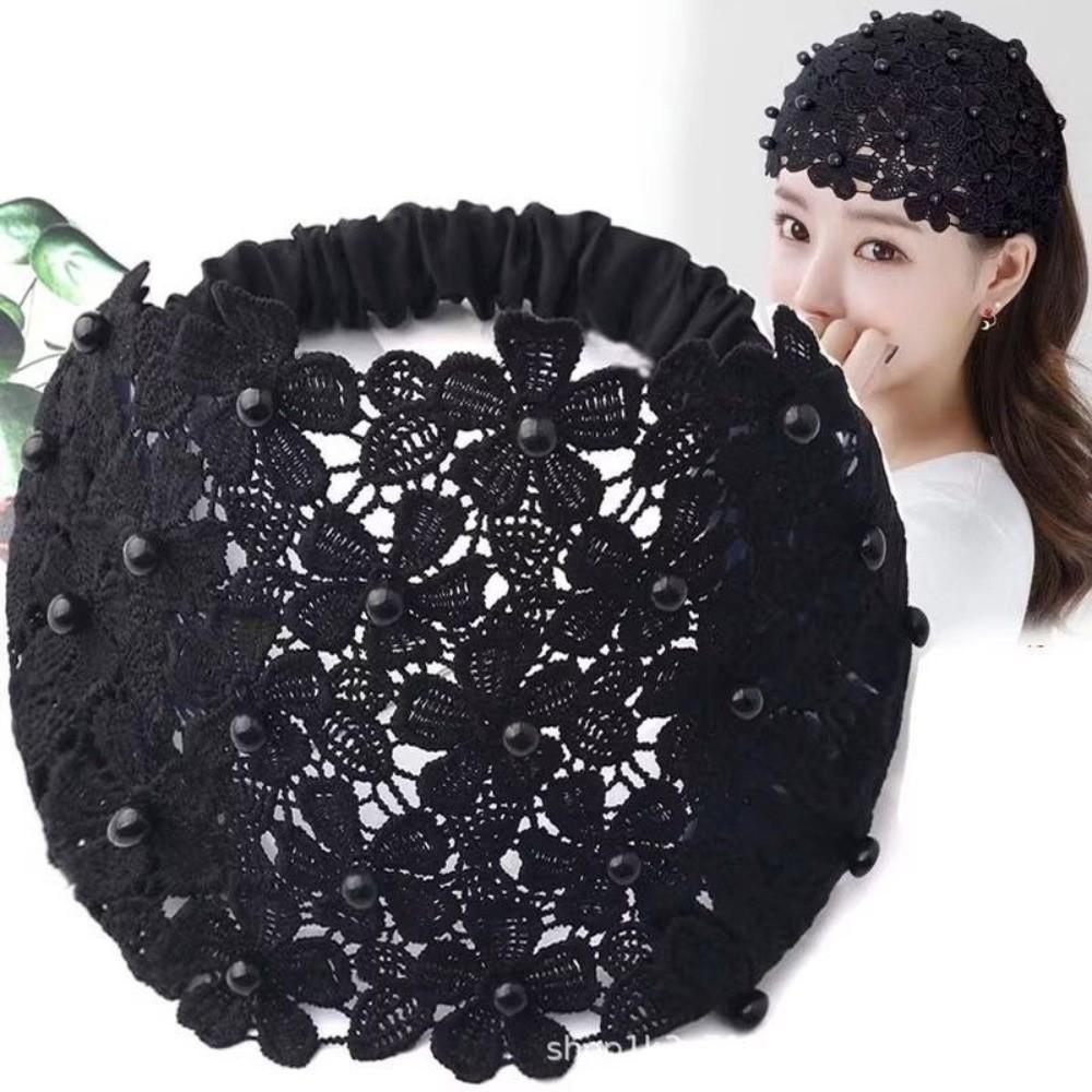 Non-slip Wide Hair Bands Hollow Hair Hoop Fashion Pearl Headband  for Women