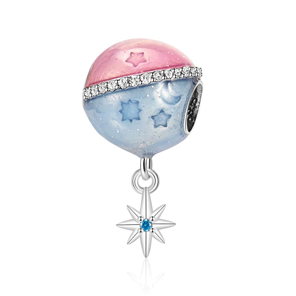 Romantischer Kupfer-Gold-Globus Luftballon & Bunter Ballon Anhänger Passend für Armband Damen Accessoires DIY Schönes Geschenk