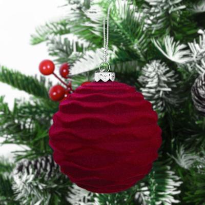 4pcs Flocked Velvet Christmas Ball Shatterproof Decorative Christmas Tree Pendant Delicate Xmas Hanging Ornament New Year