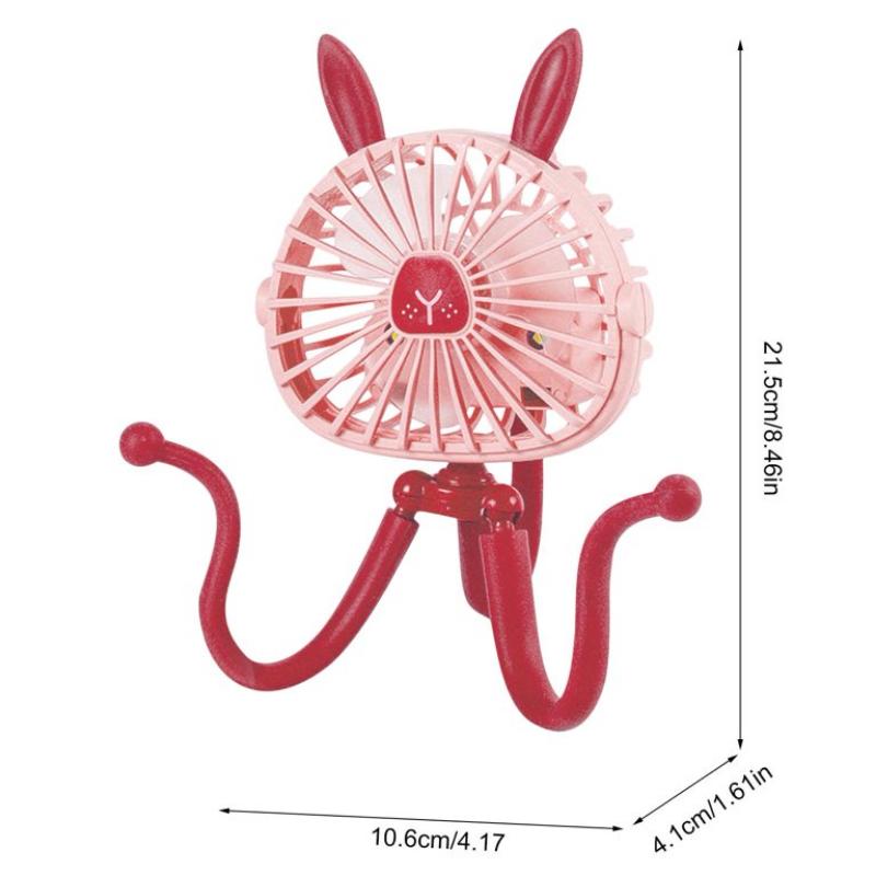 Baby Stroller Cooling Fan Portable Handheld Fan 360° Rotate Flexible Tripod Rechargeable for Bed Car Seat Travel Easter Bunny