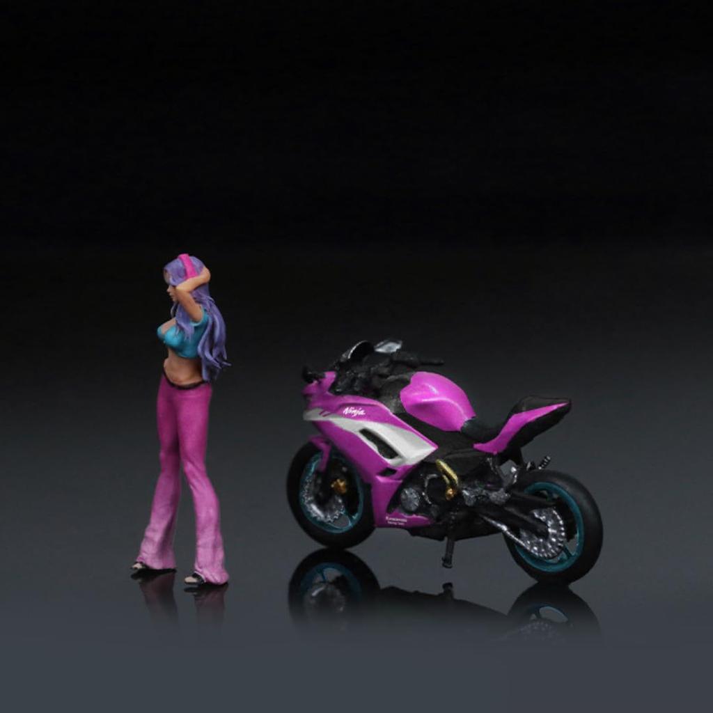 Moreart Miniature Figure Bike Set MO222108 Model Girl Model Diorama Minicar 1/64 & [Used]