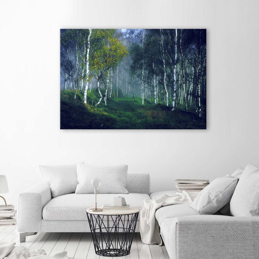 Canvas print, Birch forest in mist