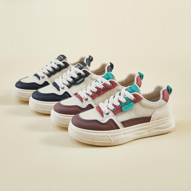 Summer little white shoes new female students thick sole heightening mesh breathable leisure -