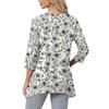 Womens Tops V-neck 3/4 Sleeve Blouses Casual Mid-length Shirts Fashion Print Tunic Tops