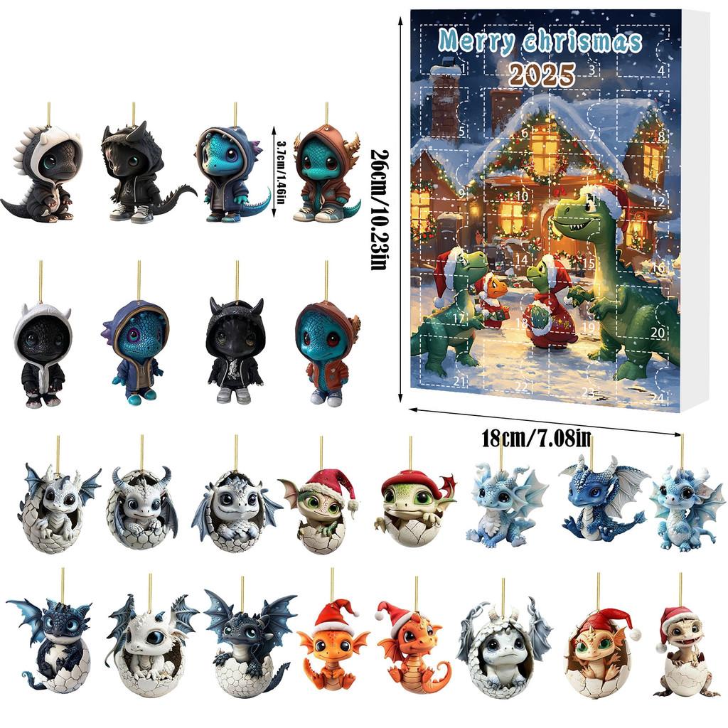 Christmas Countdown Blind Box Mini Acrylic Dragon Baby Hanging Decor For Holiday Gift Giving