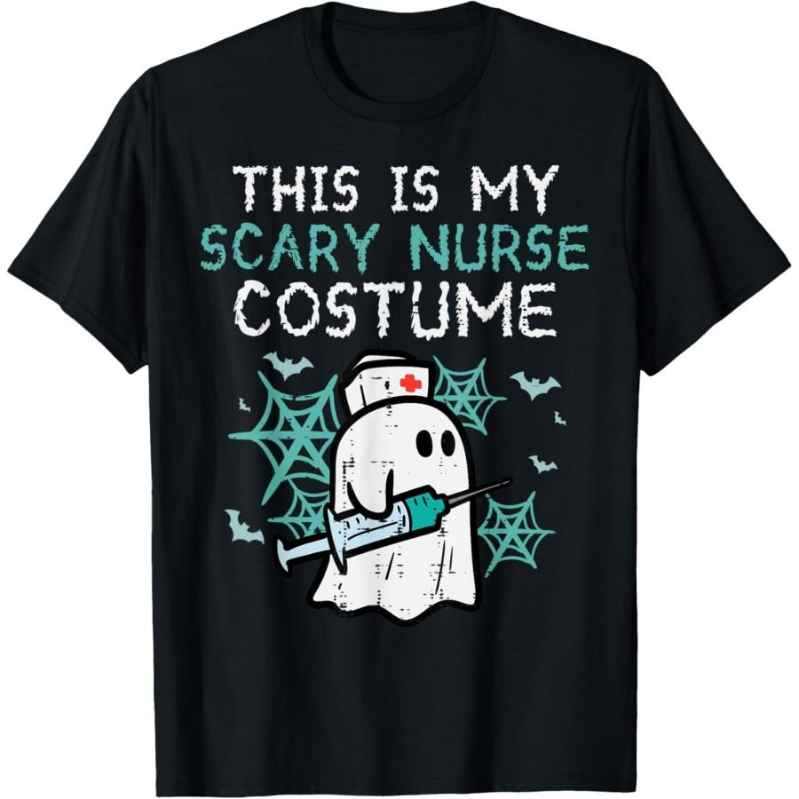 Halloween My Scary Nurse Costume Funny Ghost Scrub Top Women T-Shirt