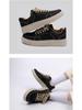 Men's Thick-Soled Height-Boost Sneakers - Trendy Retro Black Low-Top Sports Casual Shoes (ZHQ-ZL8963)