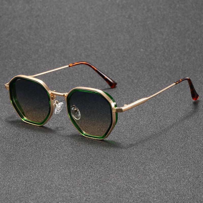 1PCunisex Round Metal Fashionable Sunglasses, Retro Style, Fashionable Basic Model, Classic Color Contrast Matching