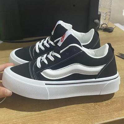 Black and White Classic Chubby Bread Shoes Low Top Men's and Women's Shoes Student Shoes American Couple's Fashion Casual Shoes