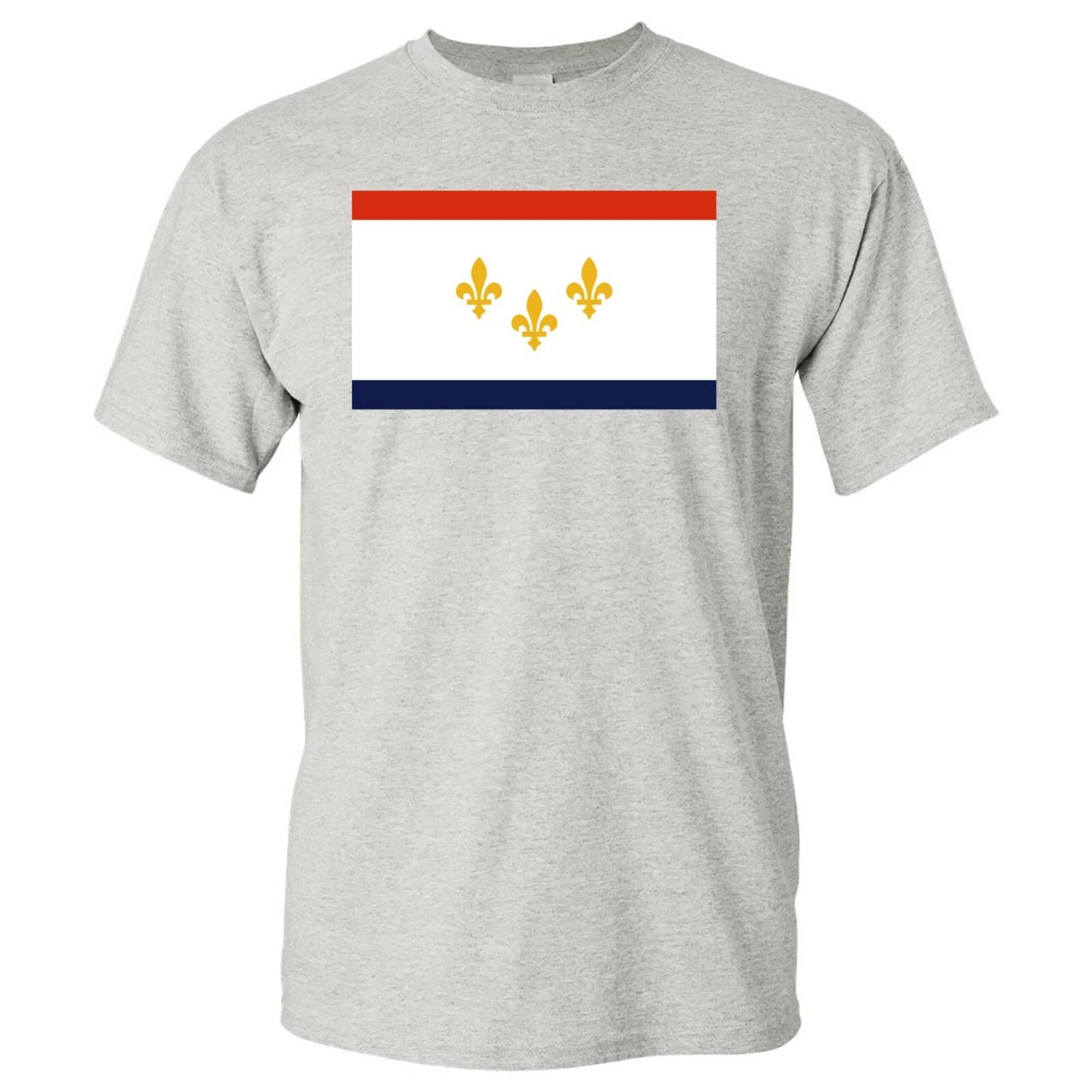 New Orleans US City Flag Basic Cotton T-Shirt - Sport Grey 4XL