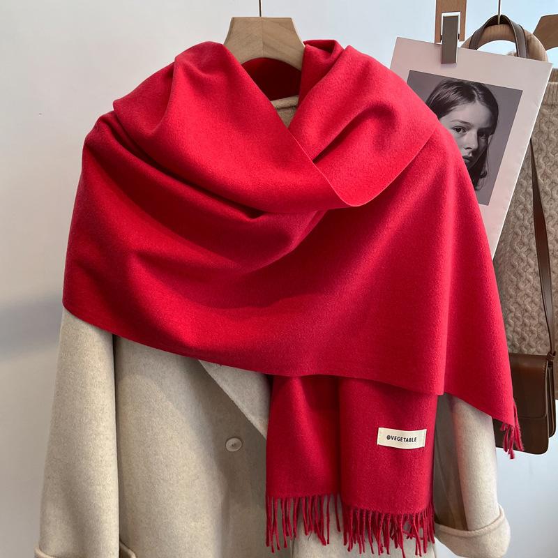 Scarf girls winter versatile solid color imitation cashmere scarf long scarf shawl dual-purpose couple men