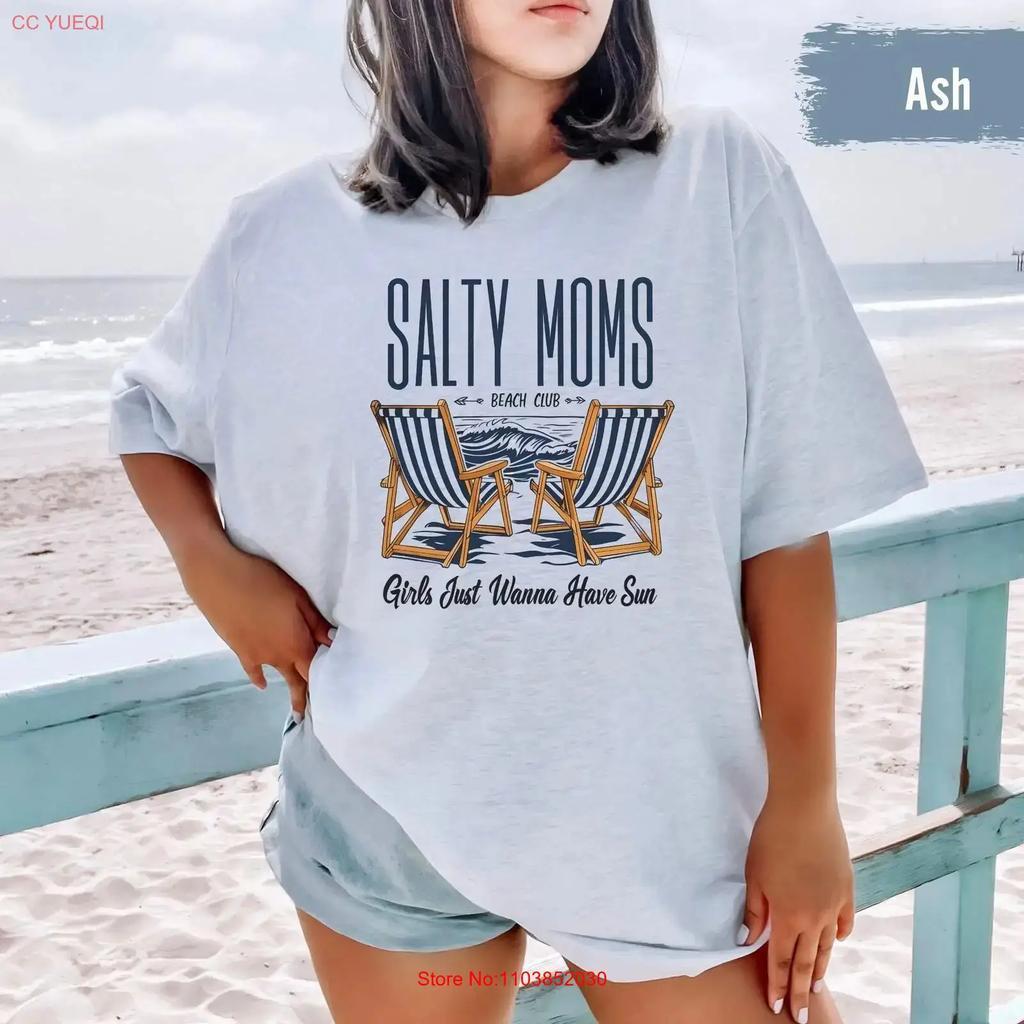 Salty Moms Beach Club T Shirt Funny Mom Mothers Day Vibes Sarcastic Summer Lover Vintage Washed Slightly Stylish Streetwear