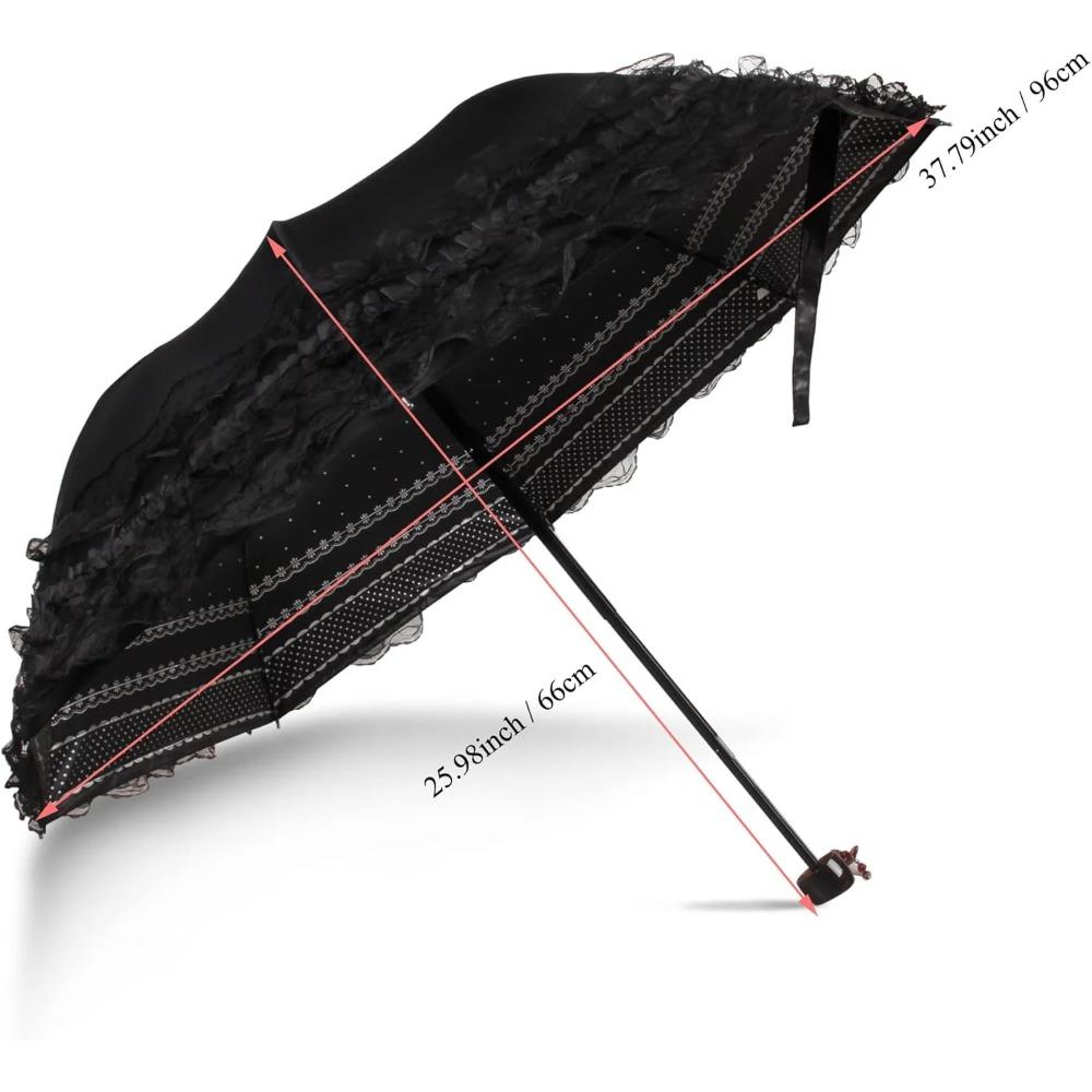 Vintage Lace Sunshade, Gothic Lolita Umbrella, UV Sunscreen, Witch Role-playing, Photography Props, Party Decoration, Folding Umbrella