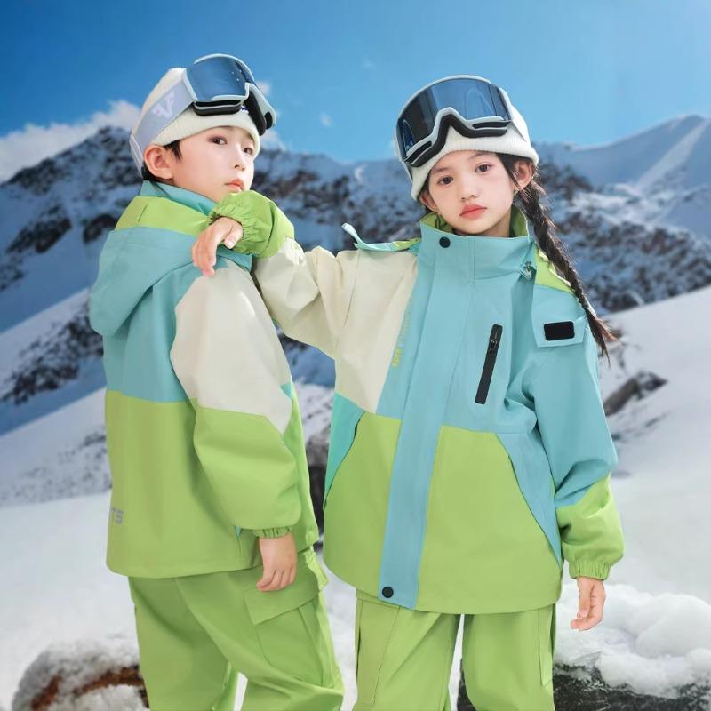 New children's ski suits for boys and girls, thickened and warm three-proof jackets, three-piece set for primary school students in autumn and winter
