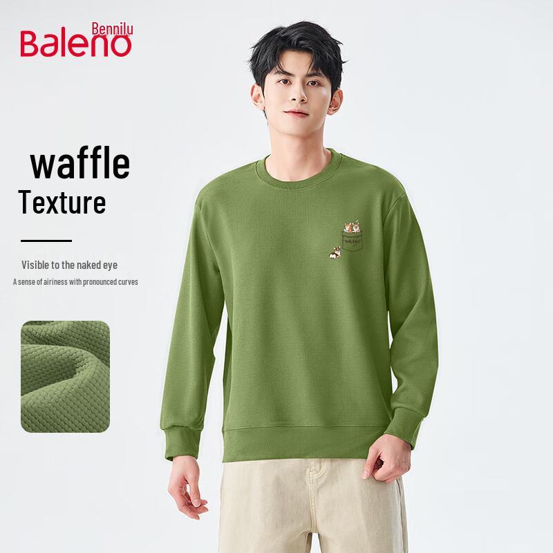 Baleno Men's Waffle Knit Round Neck Pullover Sweatshirt