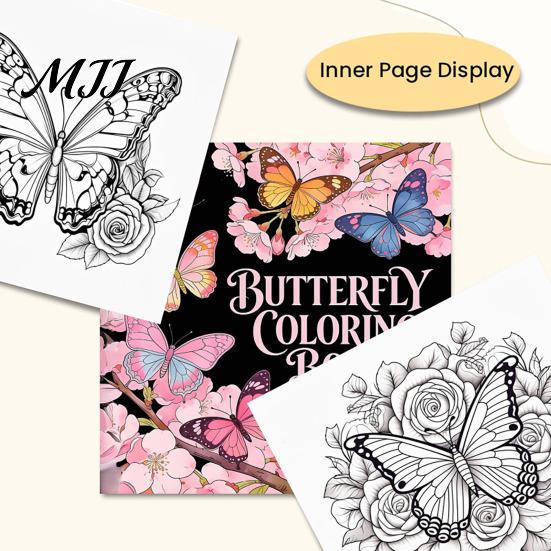 Stationery Gifts for Teens Butterfly Coloring Book Adults And Kids, Compact Size with Artistic Stress Relief Tools Thick Cotton Pulp Paper,