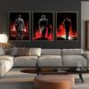 Mysterious Elegance Man Canvas Painting Red Suit Against Black Background Art Graffiti Poster Prints Modern Living Room Home Office Pictures Decor