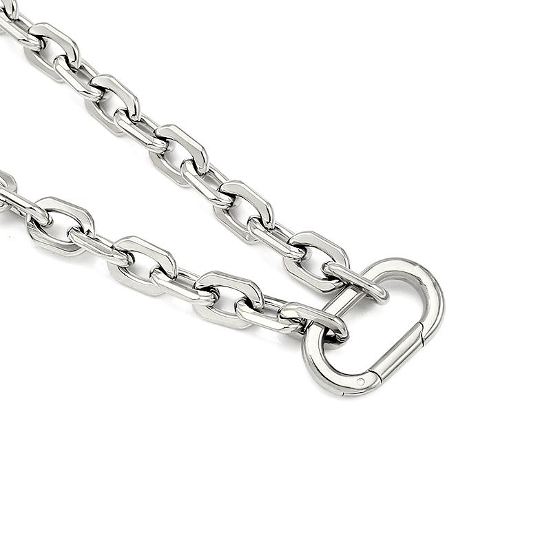 

Delicate Stainless Steel 7mm Square Link Chain Choker Necklace for Women Men Carabiner Snap Hook DIY Charm Pendant Clasp Choker 19cm 7.5inch chain