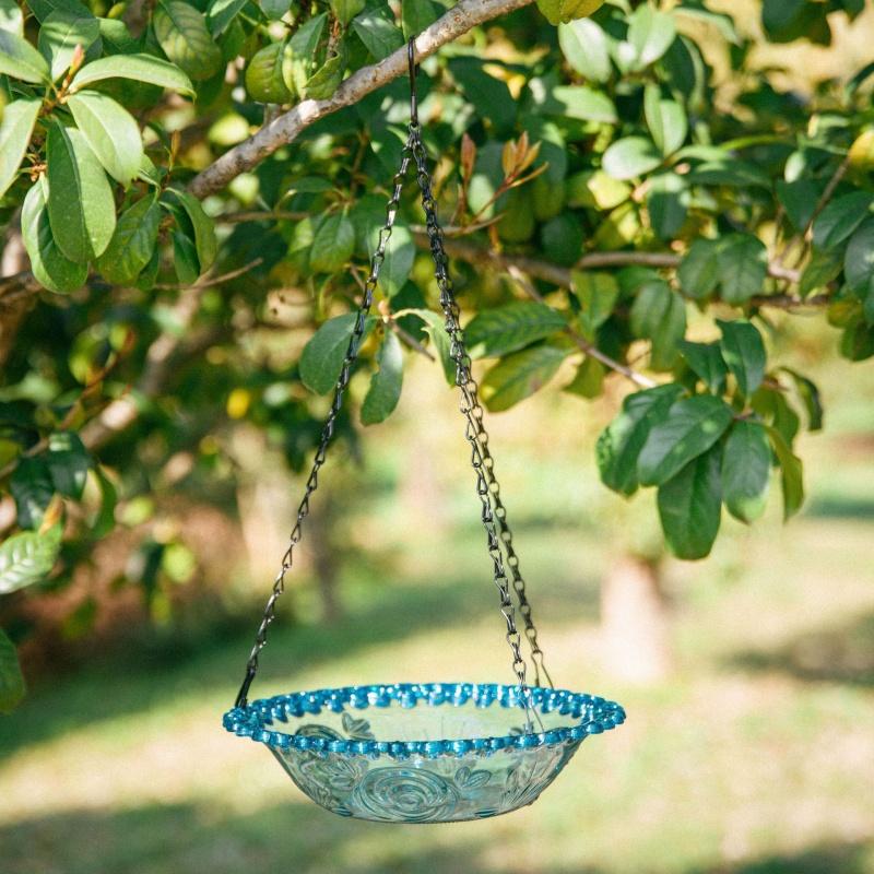 Hanging Glass Bird Feeder Bird Bath, Outdoor Garden Decoration Ornament, Can Be Hung Anywhere