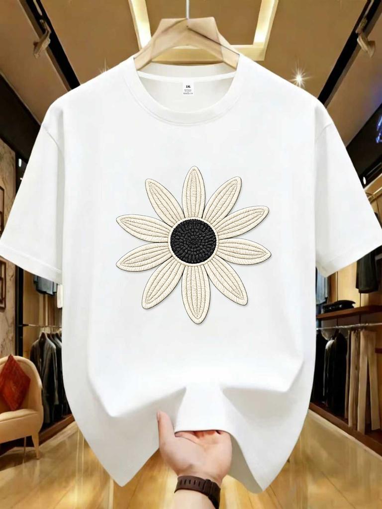 Wds01233flower Printing Plus Size Unisexs Tshirt Summer Casual Street Fashion Unisexs Joker Short Sleeve Tshirt