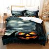 Halloween Duvet Cover Set Pumpkin Lantern Pattern Comforter Cover King Queen Size for Kids Boys Girls Gift Polyester Bedding Set