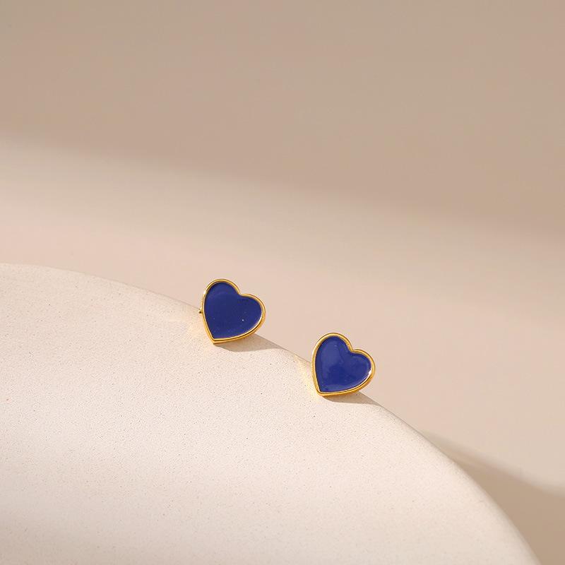 Sweet Dainty 18k Gold Plated Heart Oil Drop Stud Earrings For Women