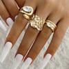 Design Geometric Baroque Pearl Ring Alloy Flower Dripping Branch Ring Set