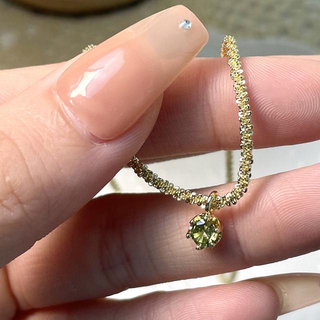 

Ювелирные изделия из стерлингового серебра 925 пробы, сверкающая цепочка на ключицы, колье, ожерелье с зеленым бриллиантом, подвеска из гипсофилы для женщин золотой