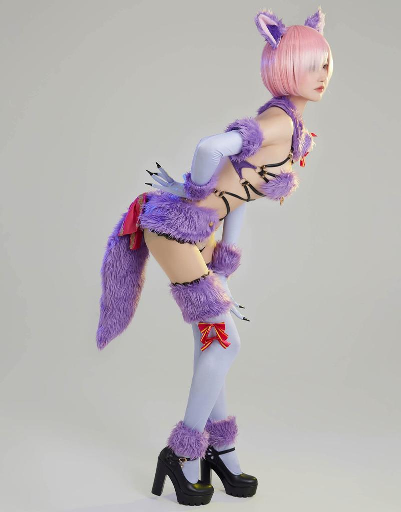 [Miccostumes] Women's Adult Anime Sexy Cute Cat Fox Costume Cosplay Outfit Set Lingerie Moe Dress-Up Transformation Disguise (S/M)