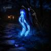 Festive Patio Lighted Displays Halloween Soul Harvester Solar Garden Stake Light, Animated Ghost Lantern with Reaper Yard Art Flowing LED Eyes,