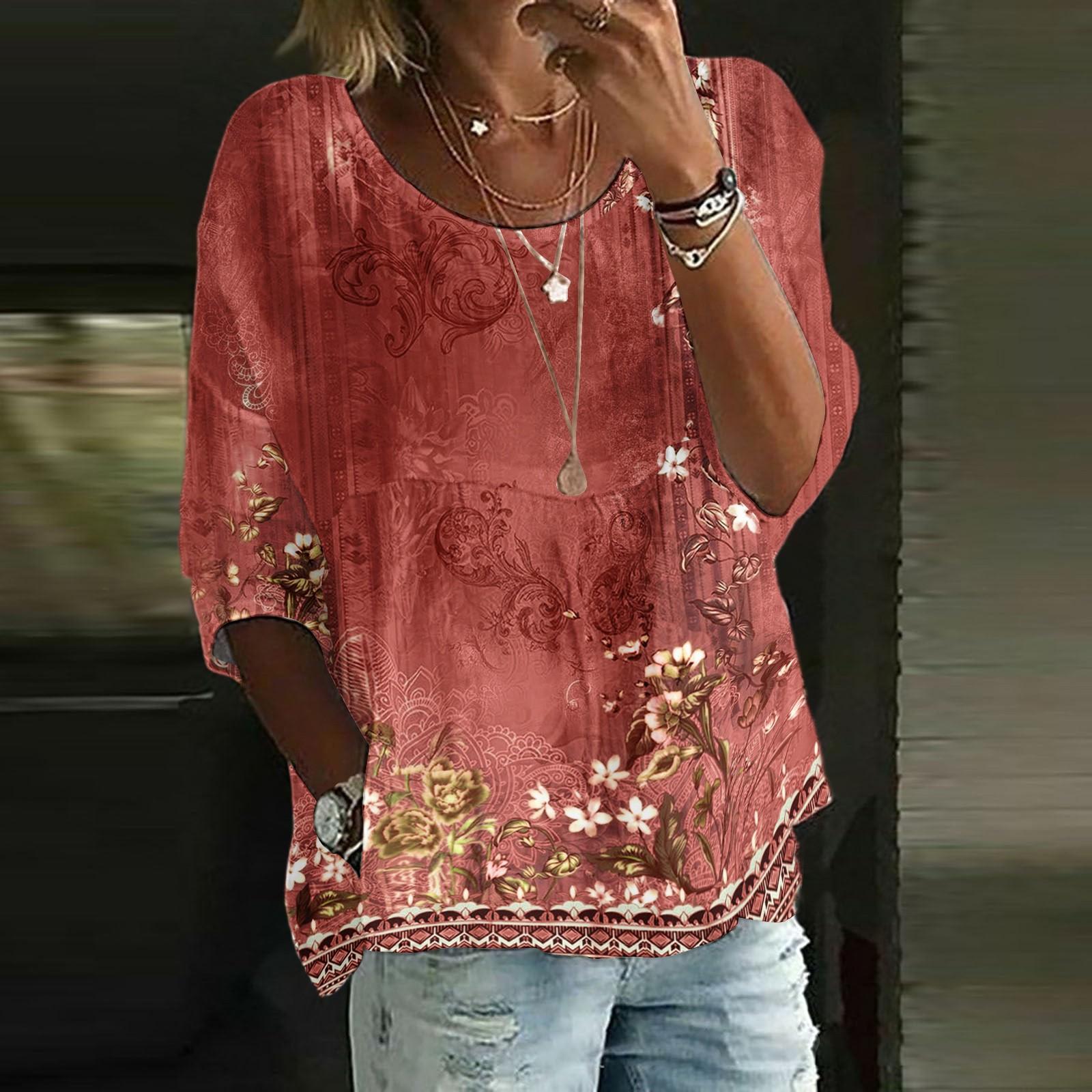 

Льняные рубашки для женщин с рукавом 3/4 на пуговицах с круглым вырезом летние топы нарядные повседневные милые рубашки XL киноварь