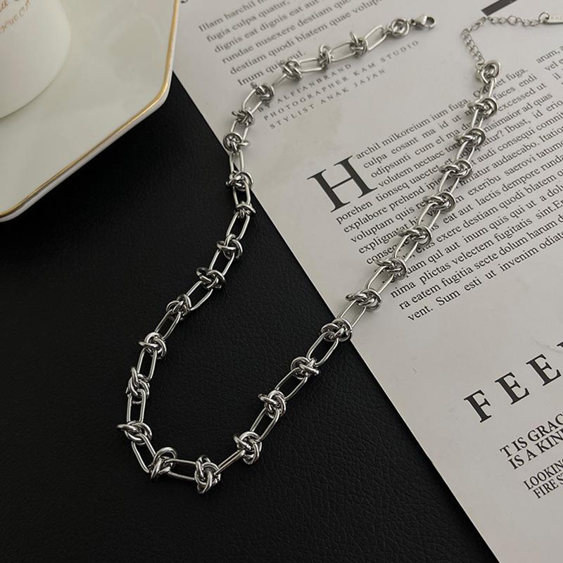 Fashionable And Minimalist Knotted Metal Necklace For Both Men's And Women's Hip-hop Punk Street Style Daily Jewelry Gifts