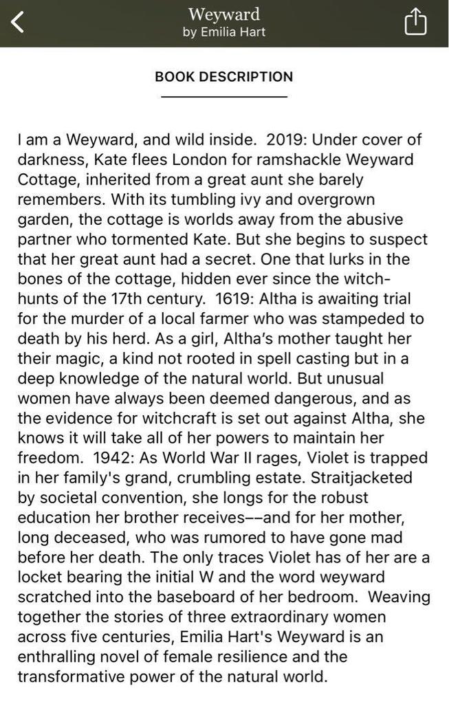 [USED] Weyward paperback novel Emilia hart