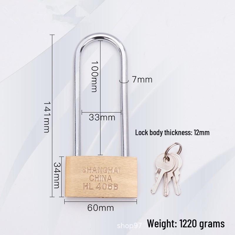 Medium-Thick Brass Padlock for Cabinets and Dormitories - Long/Short Shackle Options