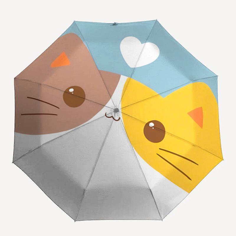 

1pc Cats Heart Fashionable Automatic Opening/Closing Folding Umbrella with 8 Bones, Windproof Portable, Daily Use320