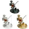 Suport pentru pahar de vin Pescar Sculptură Pescar din Metal Lucrat Manual cu Suport pentru Pahar Mic Încorporat Suport Amuzant pentru Băuturi pentru Decorul Biroului Tatălui