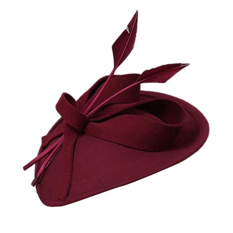 

Vintage Fascinator Hat Fascinator Headband for Wedding Bridal Showers Church Daily Wear червоний/малиновий
