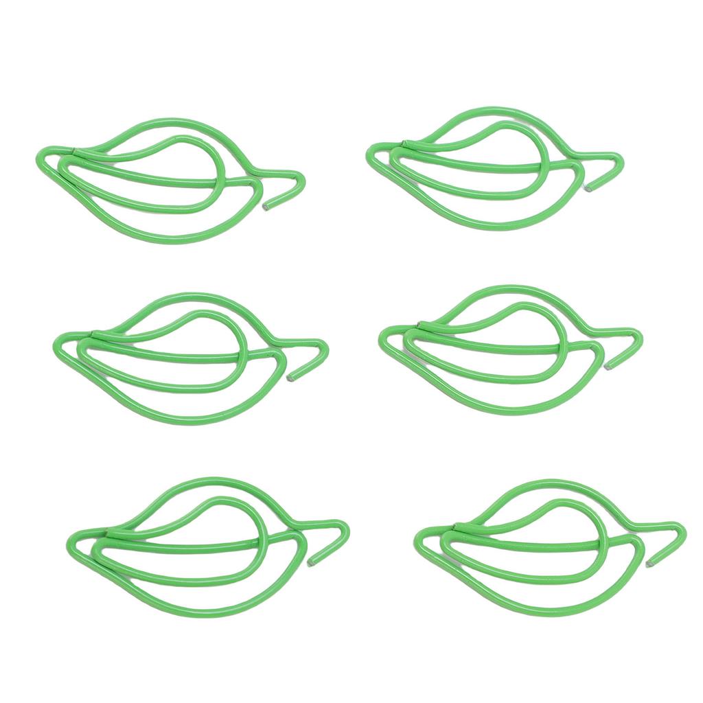 100PCS Metal Paper Clips Green Leaf Shaped Bookmark Clips for Business Cards Office Documents Notes Photos