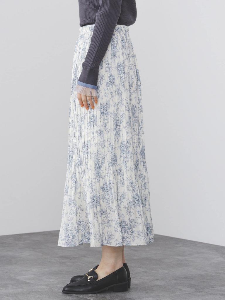 Skirt Toile De Jouy Poppy Pleated Skirt FREE [Beams Heart] Women's OFF_WHT