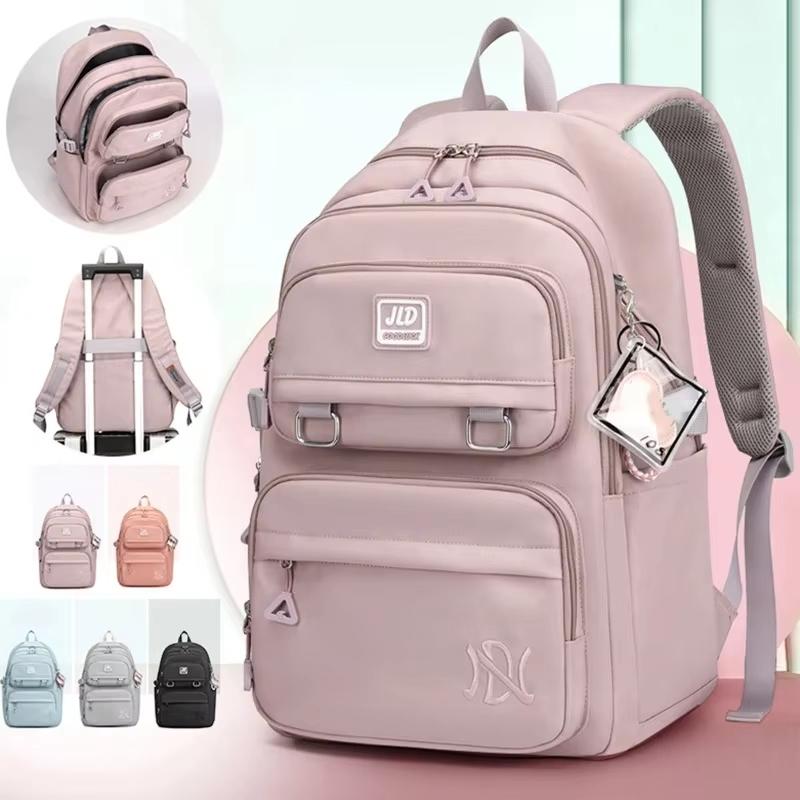 Student Backpack Nylon Waterproof Lightweight Multi-Compartment Backpack for Teen Girls