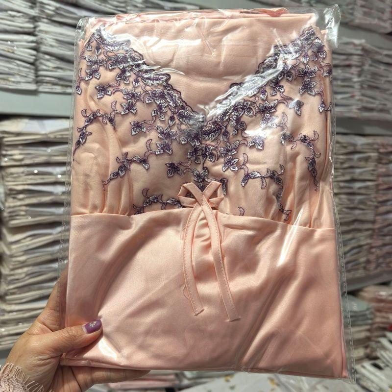 

Two-piece Set Women s Nightgown Sexy Lace Slip Nightdress Spring and Summer Pure Desire Style Home Wear Fancy Pajamas Thin Orange pink L