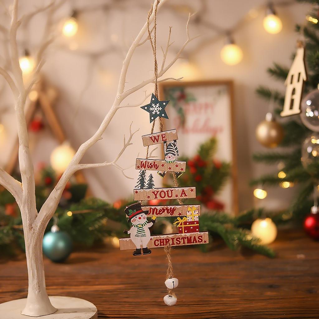 Wooden Christmas Tree Pendant Ornaments Santa Claus Label Xmas Tree Hanging Christmas Decor for Home Party Navidad Gift New Year