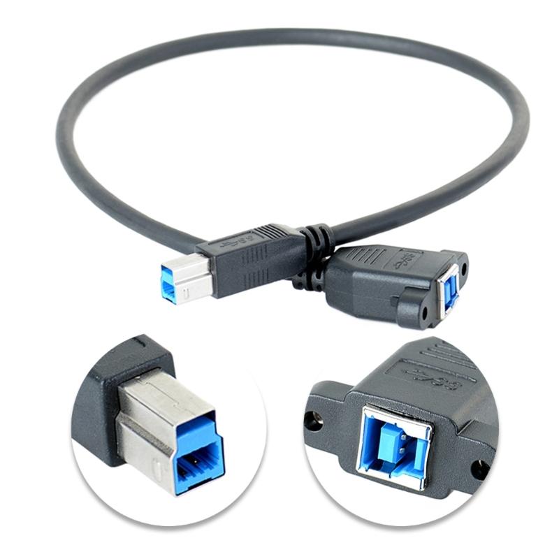 USB 3.0 B Male To Female Printer Cable Screw Panel Mount 5Gbps Transfer Rate 50cm 20inch For Hard Drives Keyboards