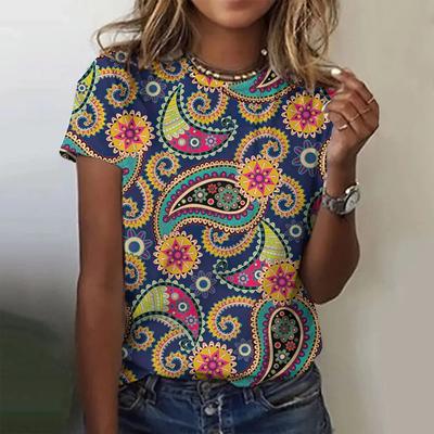 Vintage Print Top Frauen Kurzarm Streetwear Sommer T Damenmode Casual O Neck T Shirts Y2k Übergroßen Weiblichen kleidung