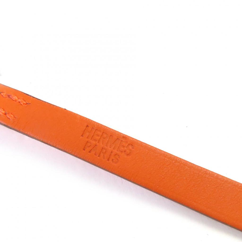 HERMES bracelet Appi 3 H logo leather bracelet, 3 rows Orange leather Women Used