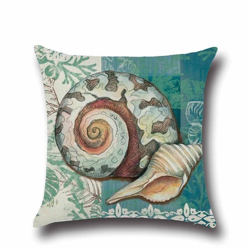 High-quality Linen Marine Animal Pillow Cushion Cover With Timeless Sea Creature Art