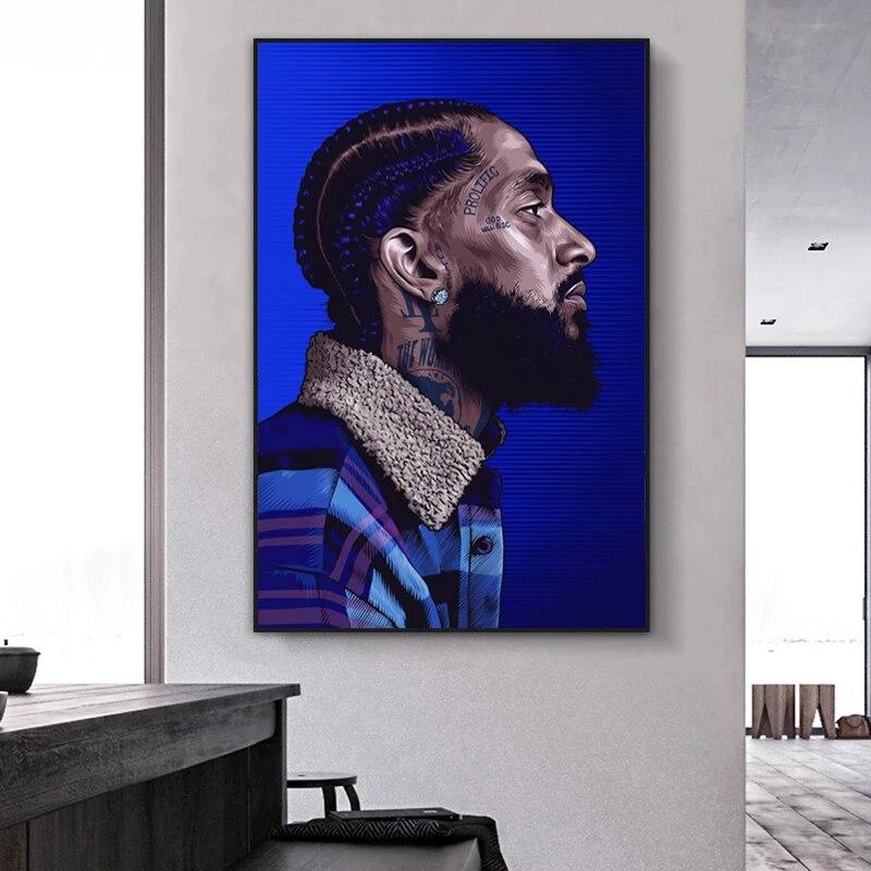 

Абстрактная фигура, картина известного американского рэпера Nipsey Hussle, постер и принт, художественная картина на холсте для бара, гостиной, домашнего декора